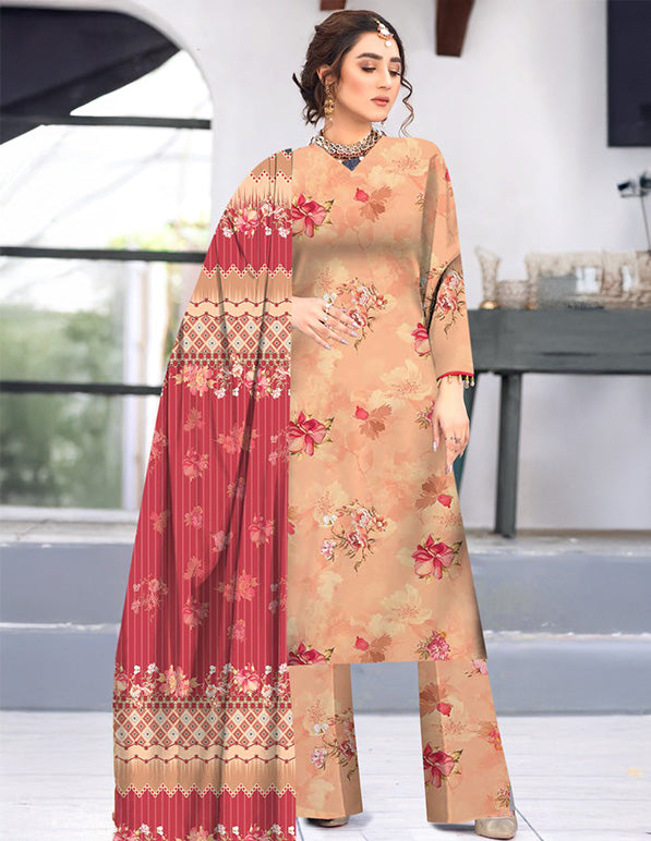 Khaddar 3-Piece Unstitched Suit: HK-KDR-003