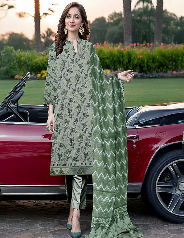 Khaddar 3-Piece Unstitched Suit: HK-KDR-009