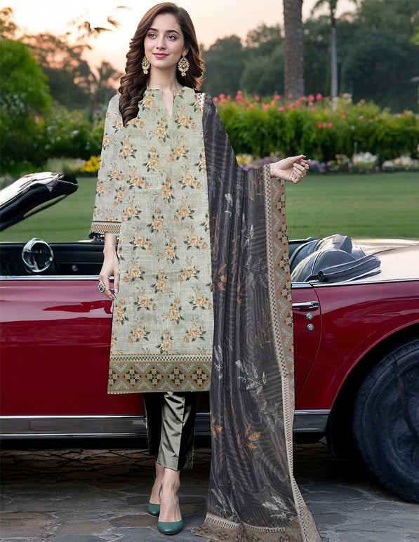 Khaddar 3-Piece Unstitched Suit: HK-KDR-014