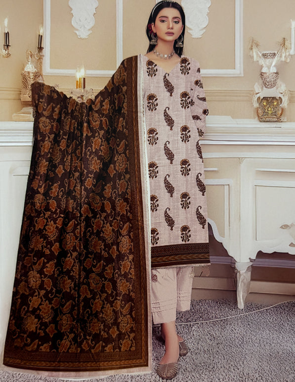Khaddar 3-Piece Unstitched Suit: HK-KDR-016