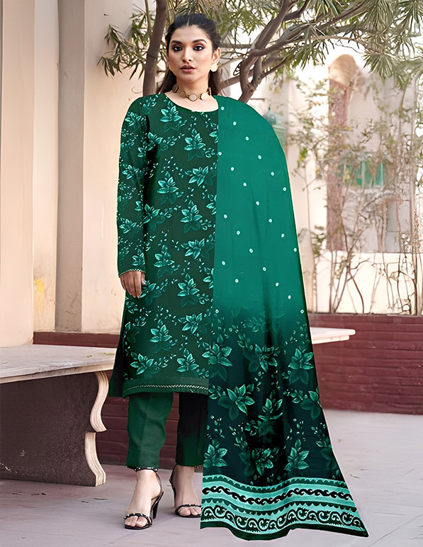 Leather Peach 3-Piece Unstitched Suit: HK-LP-004