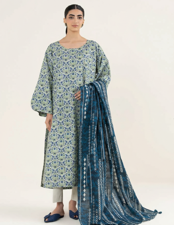 Daily Wear Lawn 3-Piece Unstitched Suit: LWN-EC-045