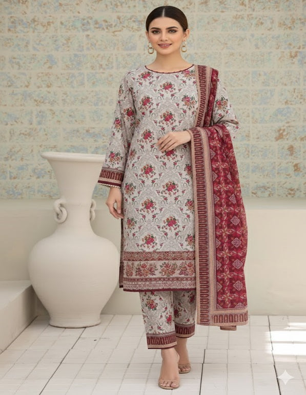 Daily Wear Lawn 3-Piece Unstitched Suit: LWN-EC-051