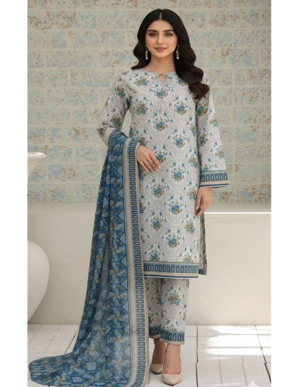 Daily Wear Lawn 3-Piece Unstitched Suit: LWN-EC-054