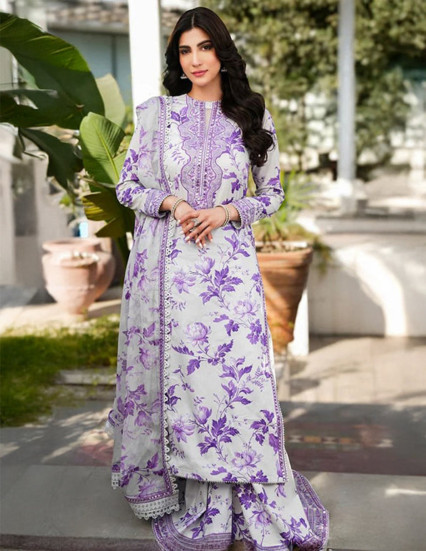 Premium Lawn 3-Piece Unstitched Suit: LWN-EC-007