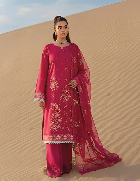 Premium Lawn 3-Piece Unstitched Suit: LWN-EC-030