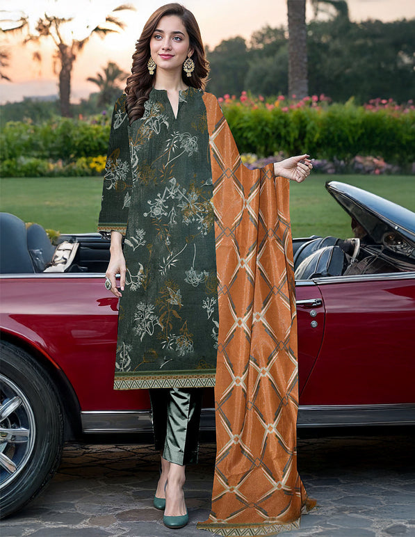 Khaddar 3-Piece Unstitched Suit: HK-KDR-013