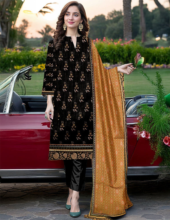 Khaddar 3-Piece Unstitched Suit: HK-KDR-015
