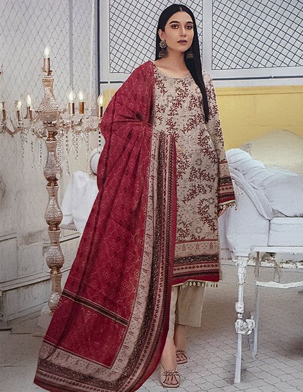 Khaddar 3-Piece Unstitched Suit: HK-KDR-017