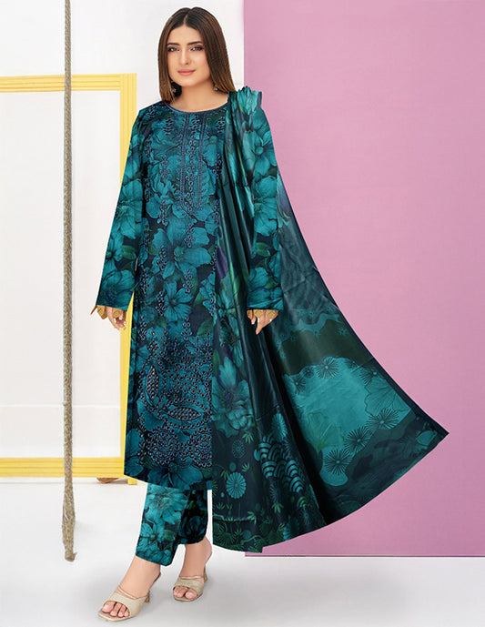 Linen 3-Piece Unstitched Suit: HK-LNN-021