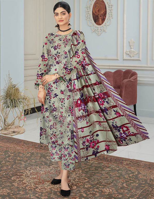 Linen 3-Piece Unstitched Suit: HK-LNN-023