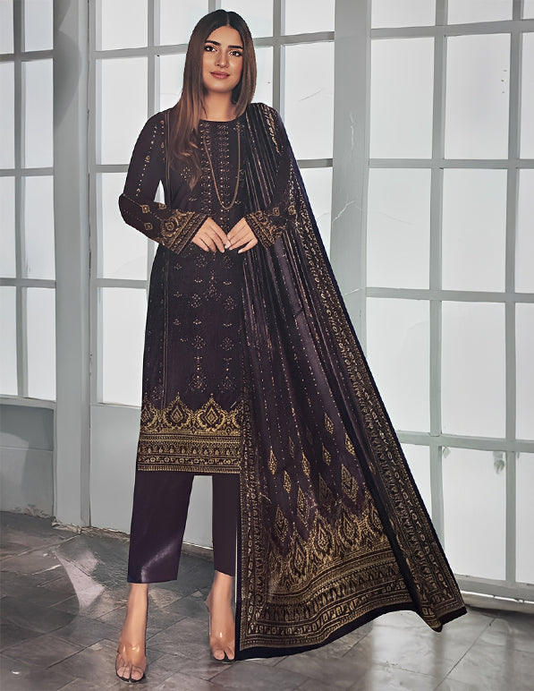 Linen 3-Piece Unstitched Suit: HK-LNN-025