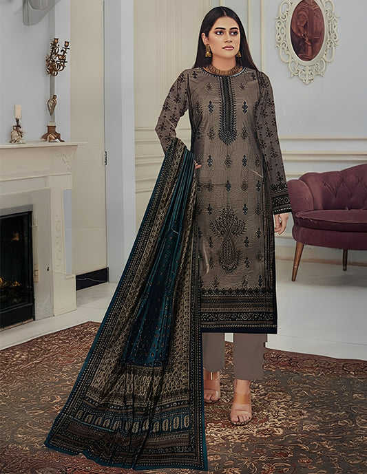 Linen 3-Piece Unstitched Suit: HK-LNN-026