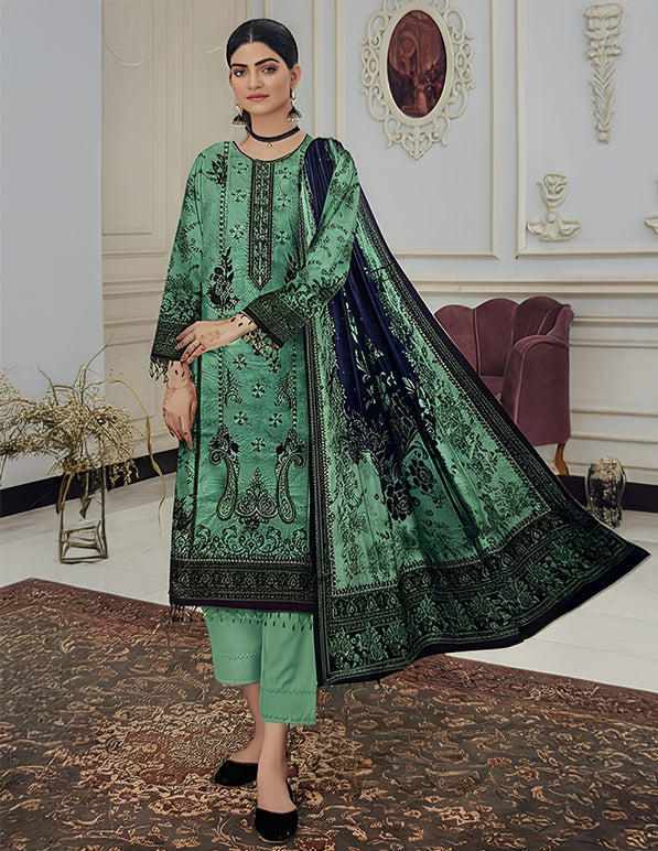 Linen 3-Piece Unstitched Suit: HK-LNN-028