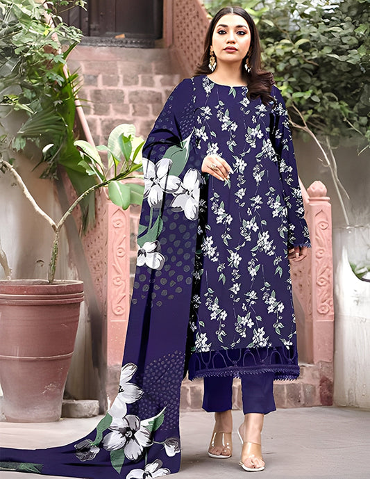 Leather Peach 3-Piece Unstitched Suit: HK-LP-005