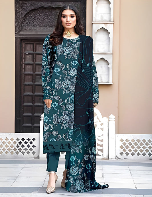 Leather Peach 3-Piece Unstitched Suit: HK-LP-007