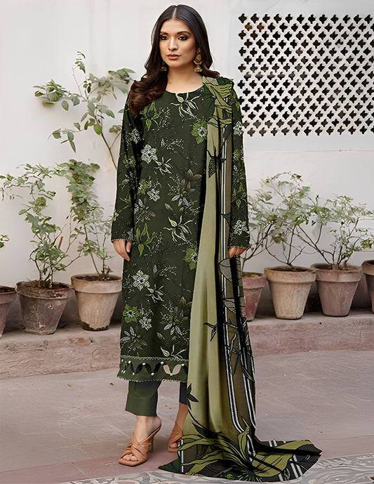 Leather Peach 3-Piece Unstitched Suit: HK-LP-008