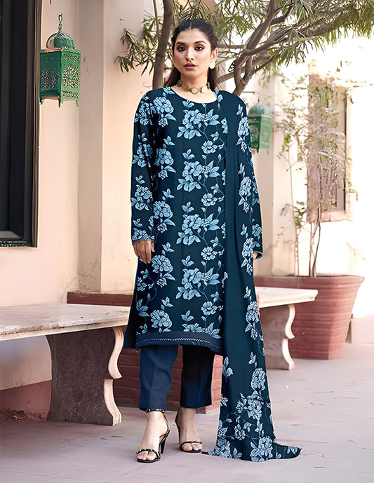 Leather Peach 3-Piece Unstitched Suit: HK-LP-010