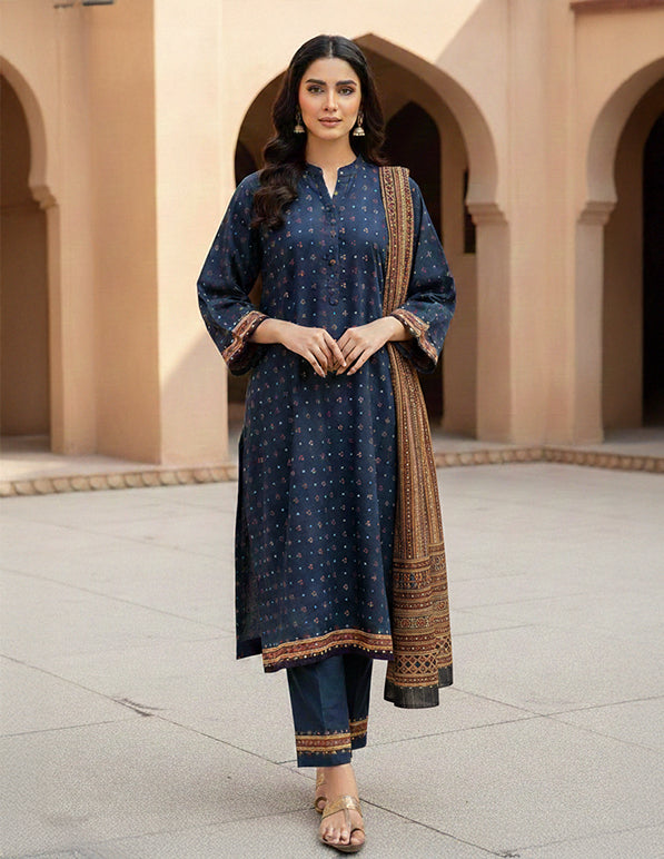 Daily Wear Lawn 3-Piece Unstitched Suit: LWN-EC-014