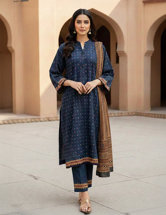 Daily Wear Lawn 3-Piece Unstitched Suit: LWN-EC-014