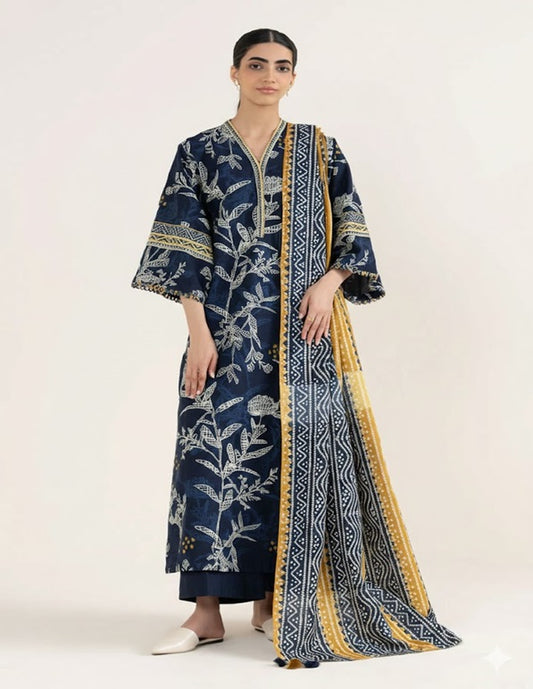 Daily Wear Lawn 3-Piece Unstitched Suit: LWN-EC-041