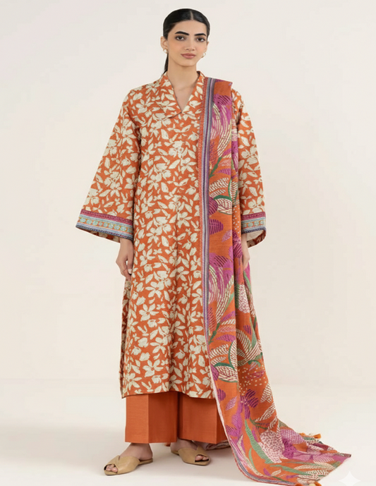 Daily Wear Lawn 3-Piece Unstitched Suit: LWN-EC-043