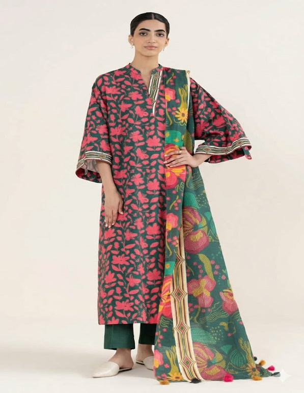 Daily Wear Lawn 3-Piece Unstitched Suit: LWN-EC-044