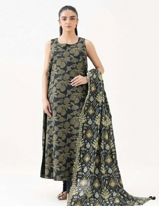 Daily Wear Lawn 3-Piece Unstitched Suit: LWN-EC-046