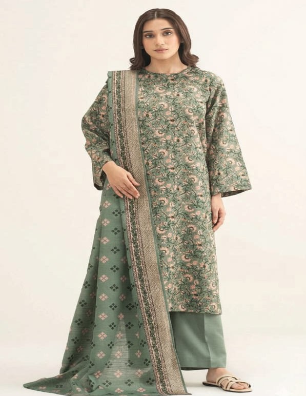 Daily Wear Lawn 3-Piece Unstitched Suit: LWN-EC-047