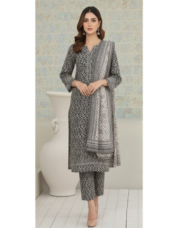 Daily Wear Lawn 3-Piece Unstitched Suit: LWN-EC-050