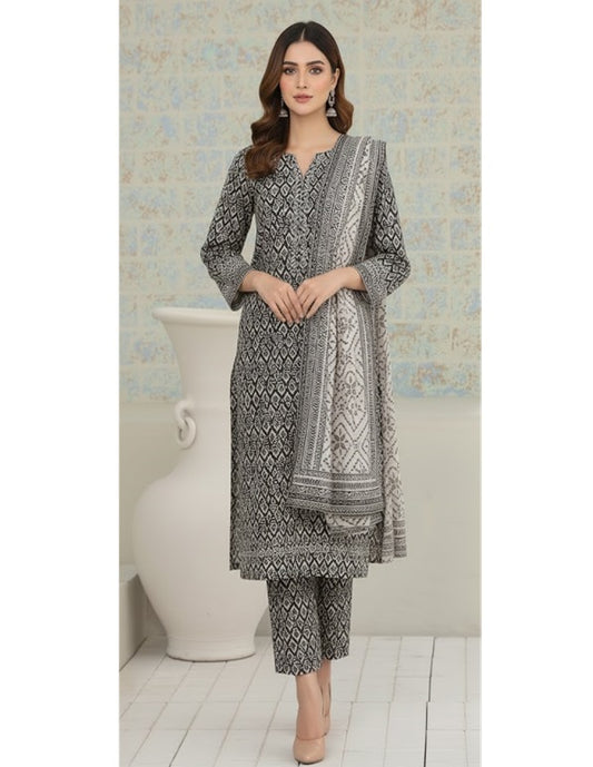 Daily Wear Lawn 3-Piece Unstitched Suit: LWN-EC-050