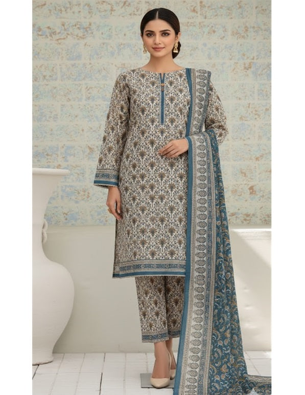 Daily Wear Lawn 3-Piece Unstitched Suit: LWN-EC-052