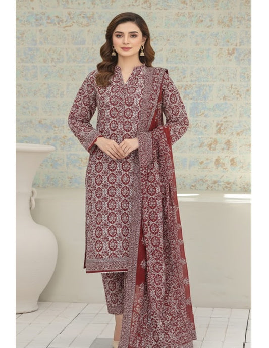 Daily Wear Lawn 3-Piece Unstitched Suit: LWN-EC-053