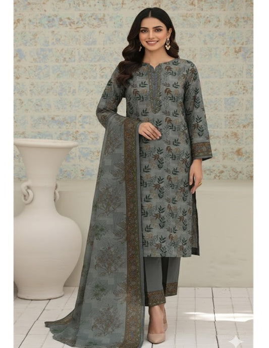 Daily Wear Lawn 3-Piece Unstitched Suit: LWN-EC-055