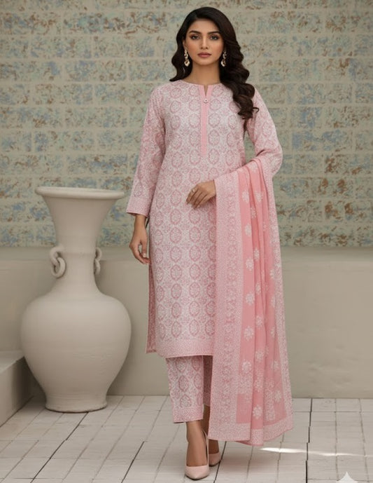 Daily Wear Lawn 3-Piece Unstitched Suit: LWN-EC-058