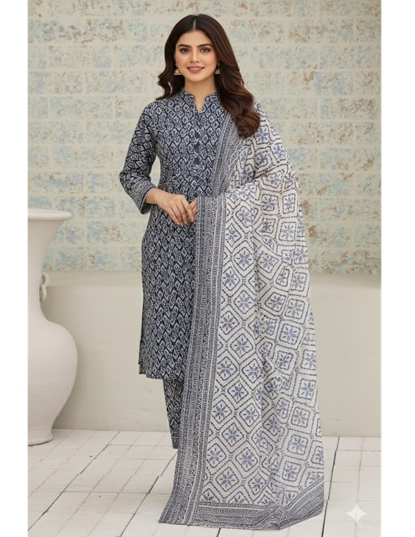 Daily Wear Lawn 3-Piece Unstitched Suit: LWN-EC-059