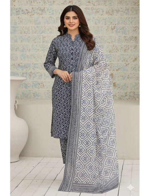 Daily Wear Lawn 3-Piece Unstitched Suit: LWN-EC-059