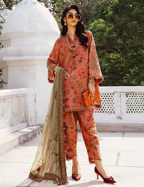 Premium Lawn 3-Piece Unstitched Suit: LWN-EC-003