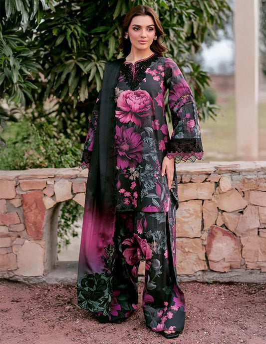Premium Lawn 3-Piece Unstitched Suit: LWN-EC-005