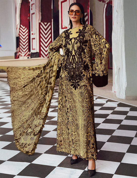 Premium Lawn 3-Piece Unstitched Suit: LWN-EC-006