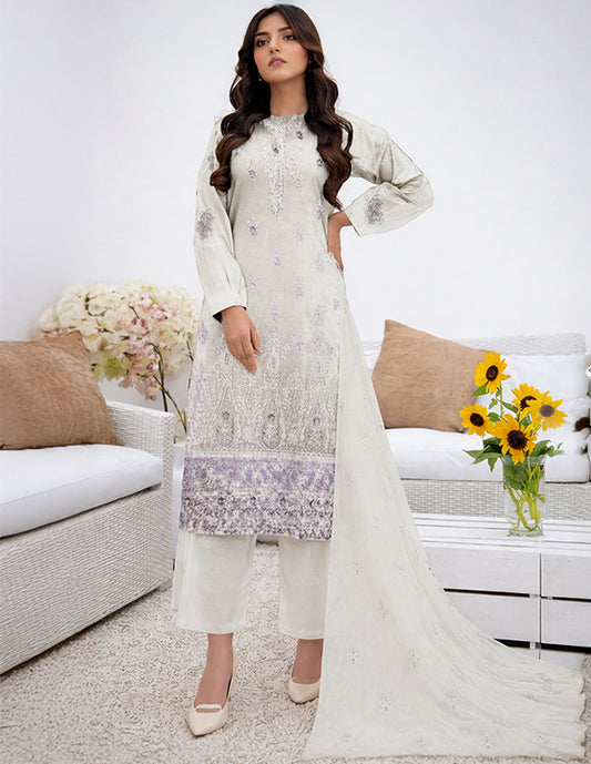 Premium Lawn 3-Piece Unstitched Suit: LWN-EC-011