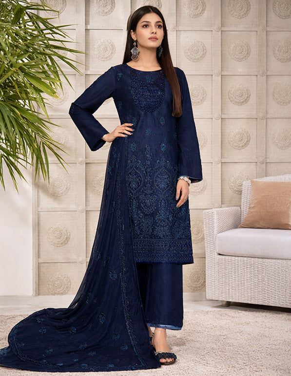 Premium Lawn 3-Piece Unstitched Suit: LWN-EC-012