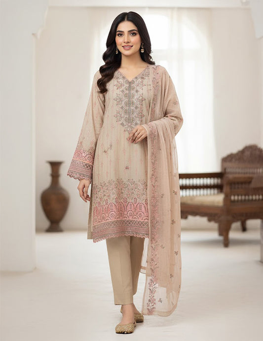 Premium Lawn 3-Piece Unstitched Suit: LWN-EC-013
