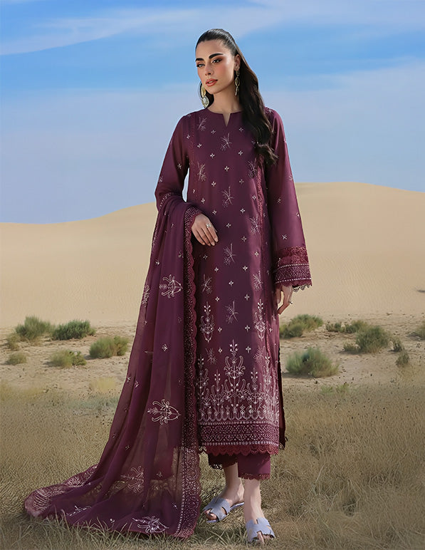 Premium Lawn 3-Piece Unstitched Suit: LWN-EC-031