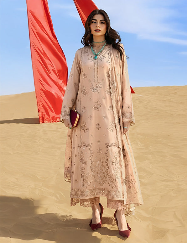 Premium Lawn 3-Piece Unstitched Suit: LWN-EC-032