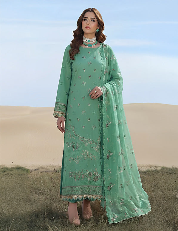 Premium Lawn 3-Piece Unstitched Suit: LWN-EC-033