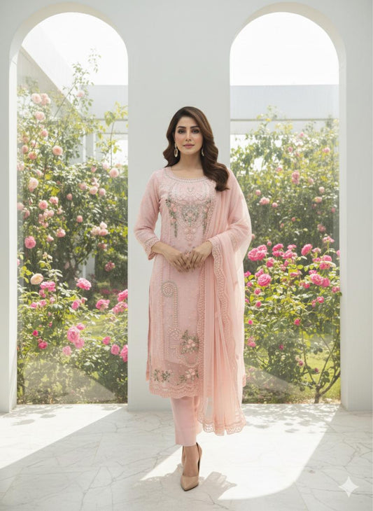 Premium Organza 3-Piece Unstitched Suit: ORG-EC-020